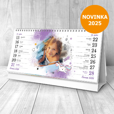 Stolní čtrnáctidenní fotokalendáře na rok 2026, online tvorba - Jednorožec