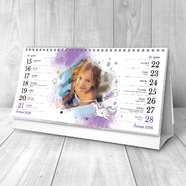 Stolní čtrnáctidenní fotokalendáře na rok 2026, online tvorba - Jednorožec