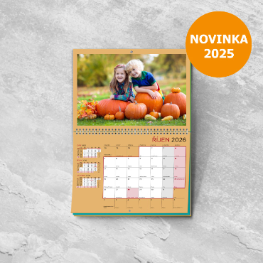 Nástěnný plánovací fotokalendář na rok 2026 rychle a online - Pestrý plánovací malý