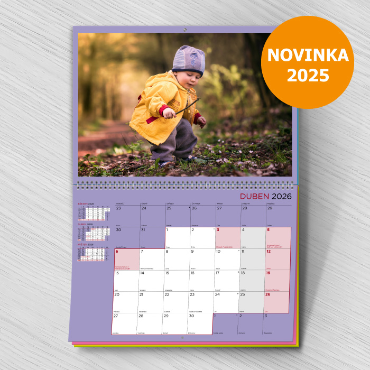 Nástěnný plánovací fotokalendář na rok 2026 rychle a online - Pestrý plánovací velký